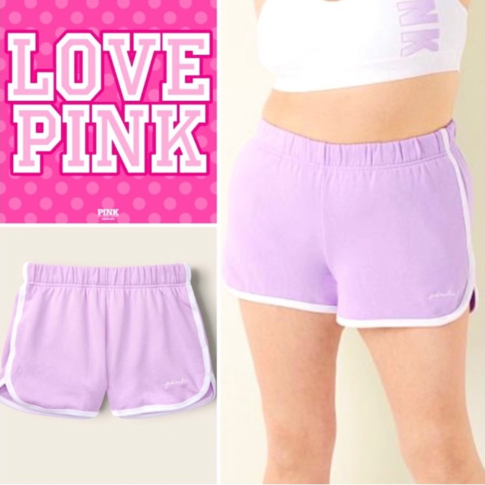 Victoria’s Secret PINK Lilac Purple 2.5” Curved Hem Sweat Shorts Script Logo XS